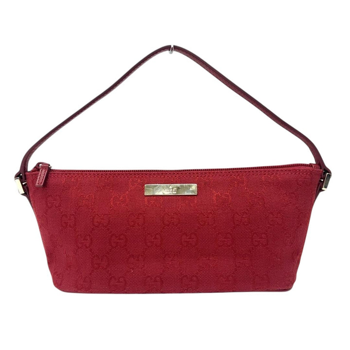 Gucci Bag Accessory Pouch Purse GG Canvas Red Silver Hardware0