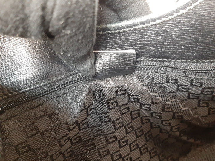 Gucci Jackie GG Leather Handbag One Shoulder Tote Bag Black Gold Hardware18