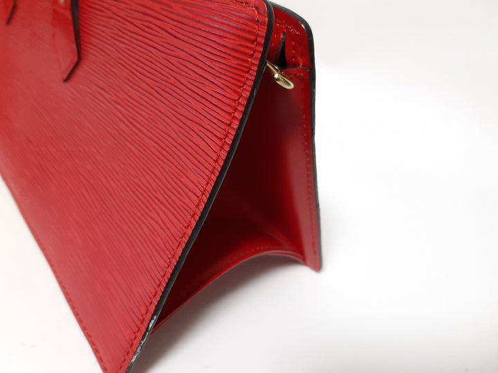 Louis Vuitton Sac Triangle Epi Handbag M52097 Red Gold Hardware MI09557