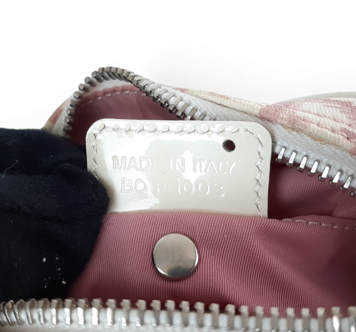 Christian Dior Trotter Canvas Shoulder Bag Pink Silver Shoulder Strap10