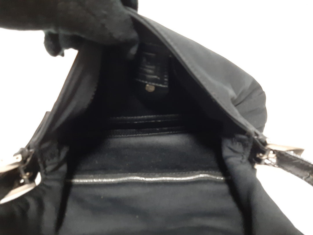 FENDI Zucca Mamma Baguette Shoulder Hand Bag Canvas Leather Black12