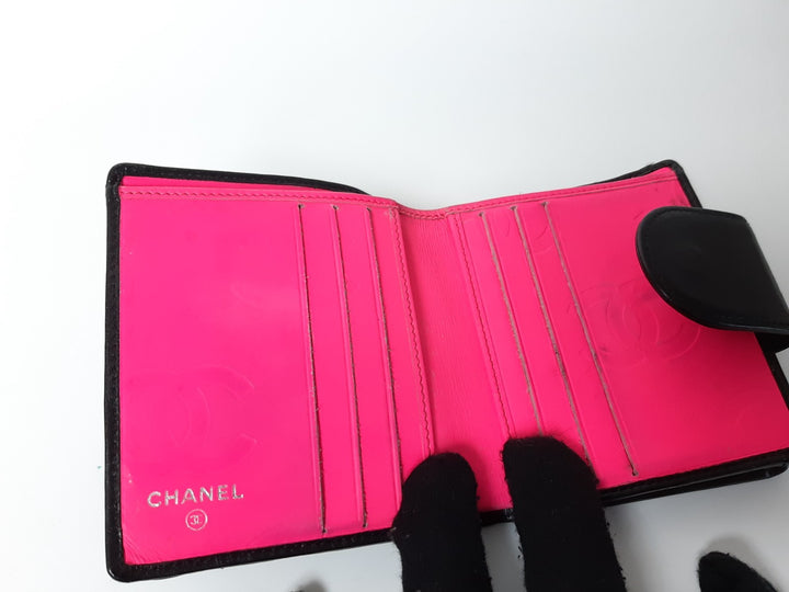 CHANEL Cambon Folding Lambskin Black x White Pink Silver Hardware9