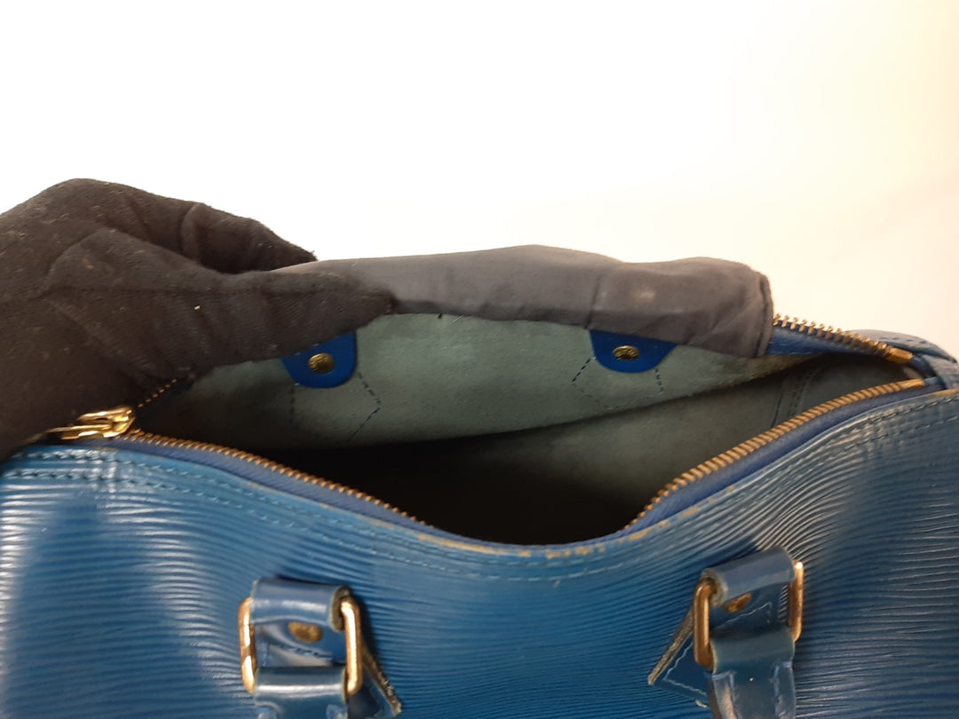 Louis Vuitton Handbag Speedy 25 Epi Leather M43015 Blue Boston VI1904 Padlock10