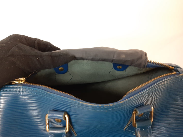 Louis Vuitton Handbag Speedy 25 Epi Leather M43015 Blue Boston VI1904 Padlock10