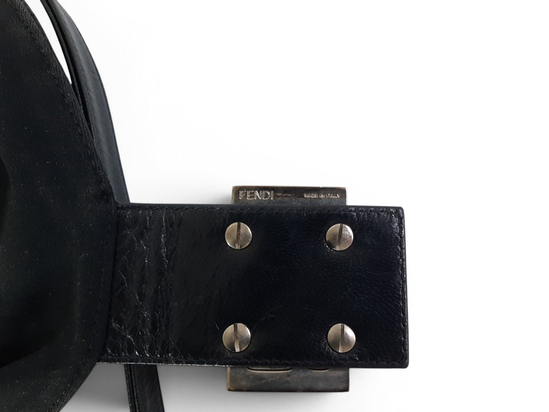 FENDI Zucca Mamma Baguette Shoulder Hand Bag Canvas Leather Black9