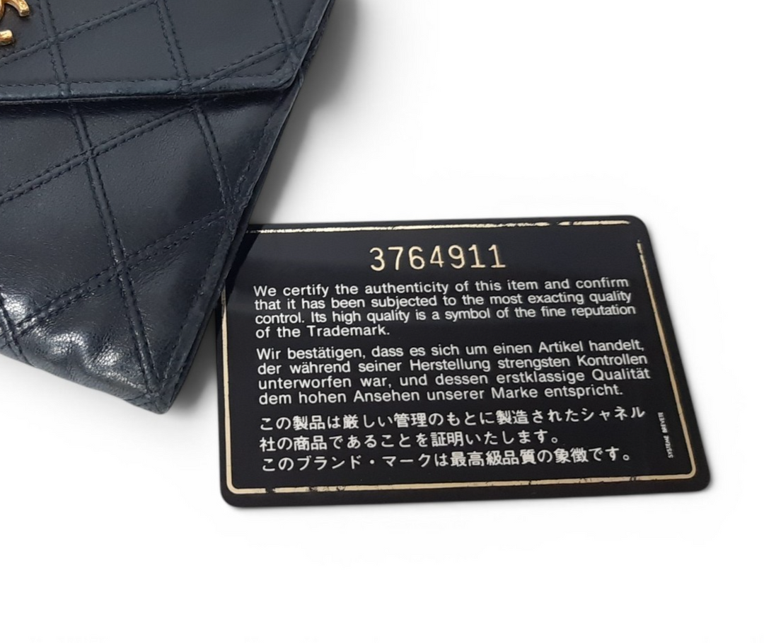 Chanel Bicolore Quilted Leather Folding Wallet Black CC Logo Silver Guarantee11
