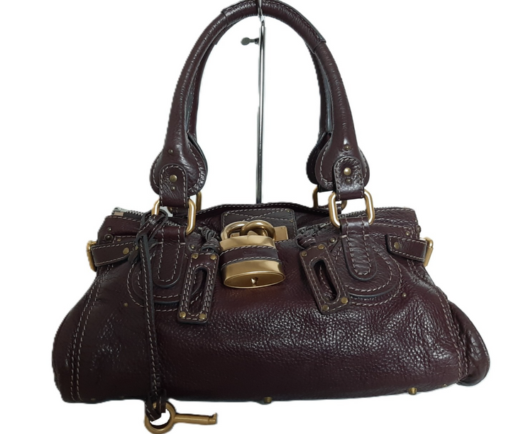 Chloe Paddington Brown Glod Padlock Key Women's Hand Shoulder Bag0