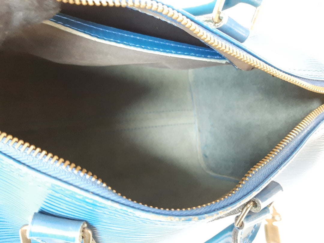 Louis Vuitton Handbag Speedy 25 Epi Leather M43015 Blue Boston VI1904 Padlock14