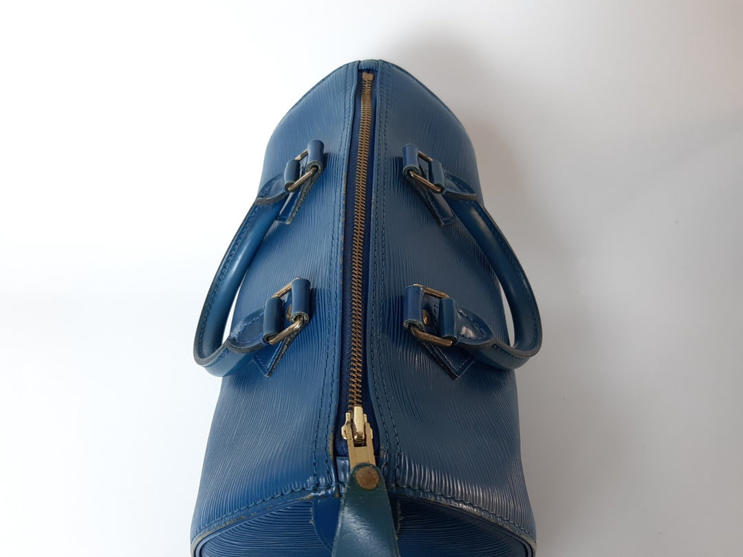 Louis Vuitton Handbag Speedy 25 Epi Leather M43015 Blue Boston VI1904 Padlock7