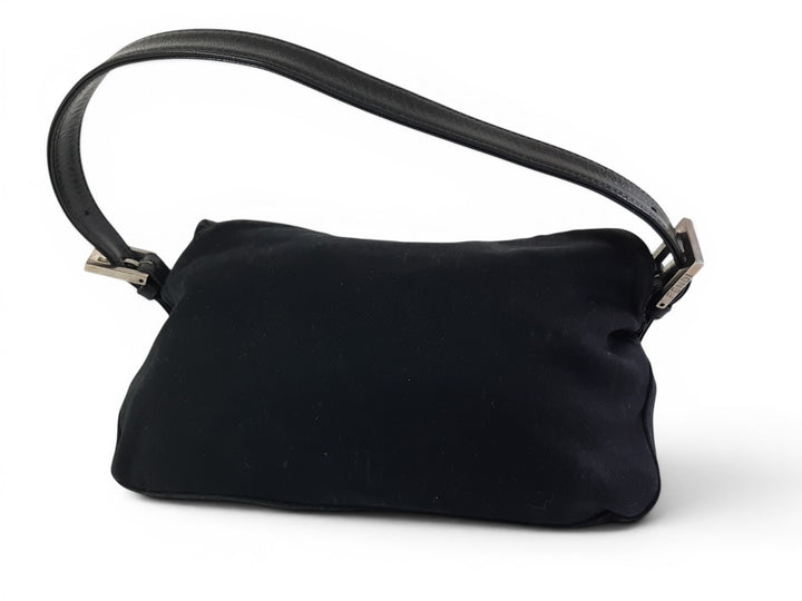 FENDI Zucca Mamma Baguette Shoulder Hand Bag Canvas Leather Black1