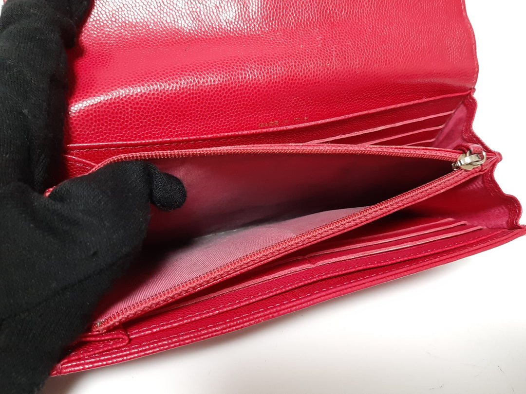 CHANEL Camellia Long Flap Wallet Pink Calfskin 228766677