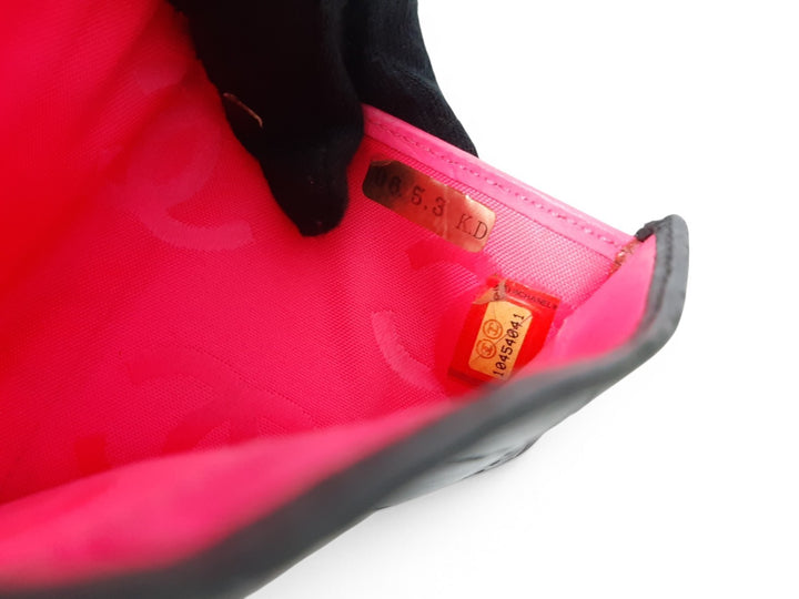 CHANEL Cambon Folding Lambskin Black x White Pink Silver Hardware8