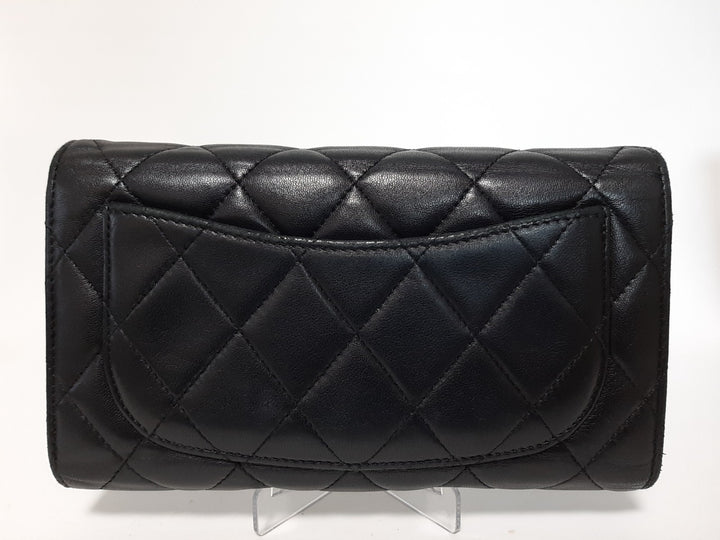 CHANEL Matelasse Long Wallet Leather Black With Box Guarantee Card3