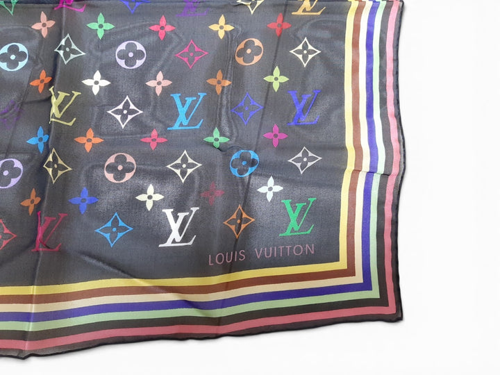 Louis Vuitton Multicolor Scarf Monogram Black Takashi Murakami Box10
