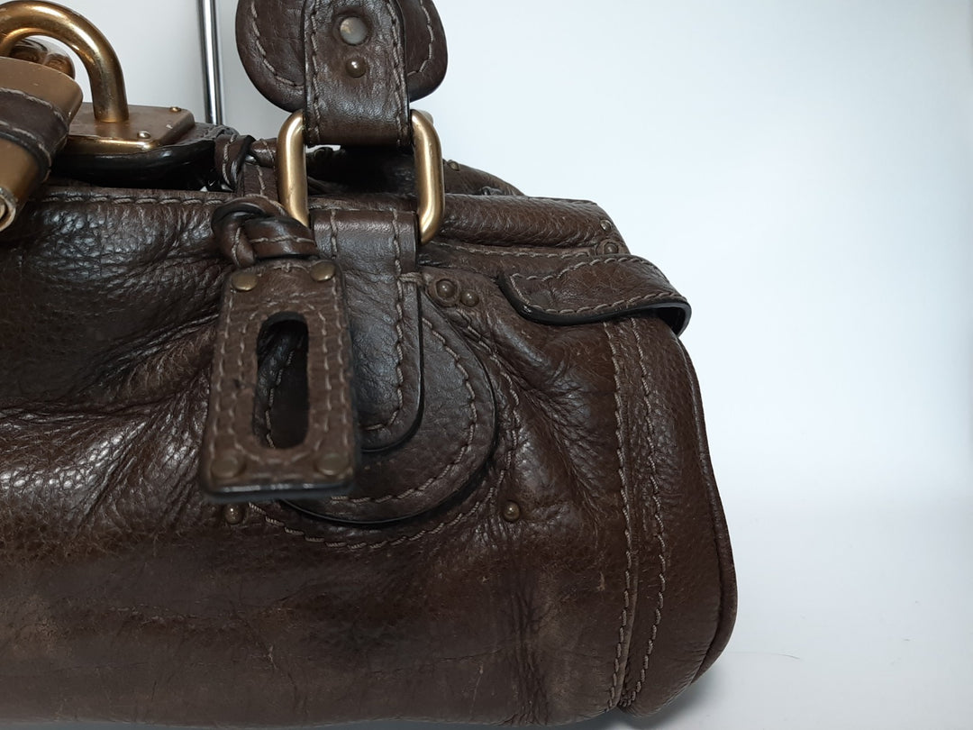 Chloe Paddington Dark Brown Glod Padlock Key Women's Hand Shoulder Bag3