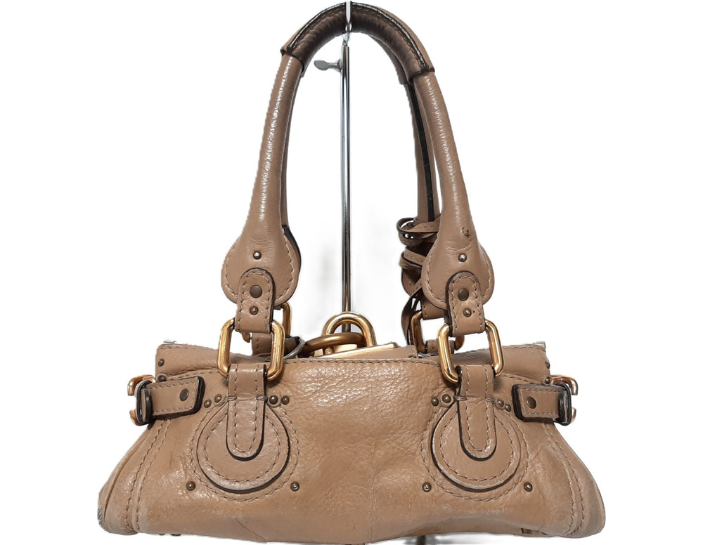 Chloe Mini Paddington Handbag Beige Light Brown Leather Gold Padlock Key1
