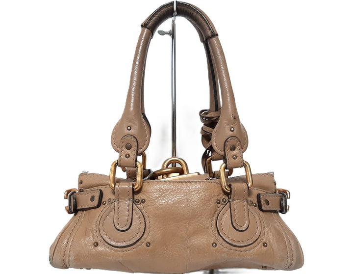 Chloe Mini Paddington Handbag Beige Light Brown Leather Gold Padlock Key1