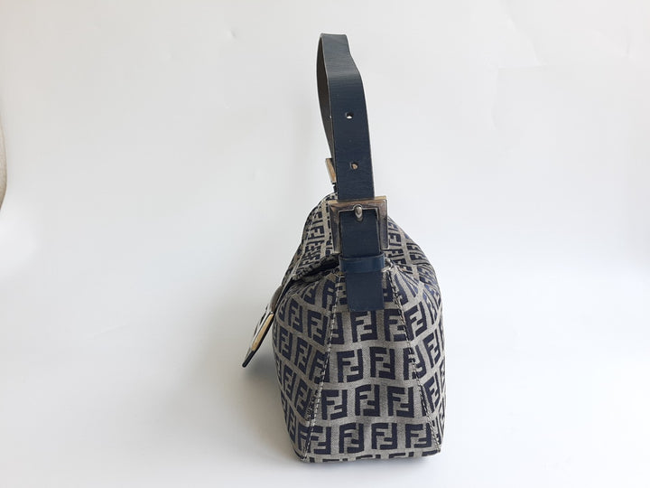 FENDI Zucca Mamma Baguette Shoulder Hand Bag Canvas Leather Gray2