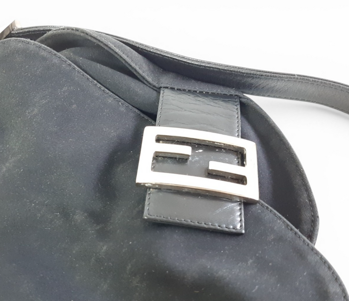 FENDI Zucca Mamma Baguette Shoulder Hand Bag Canvas Leather Black14