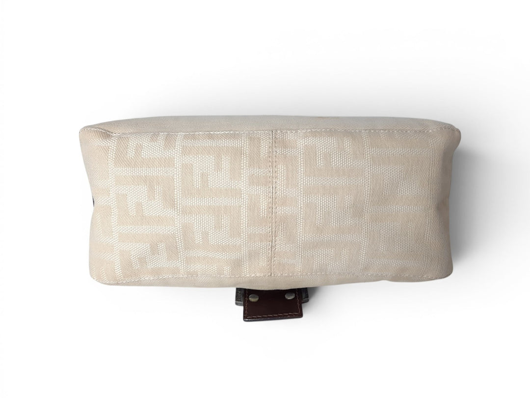 FENDI Zucca Mamma Baguette Shoulder Hand Bag Canvas Leather Beige9
