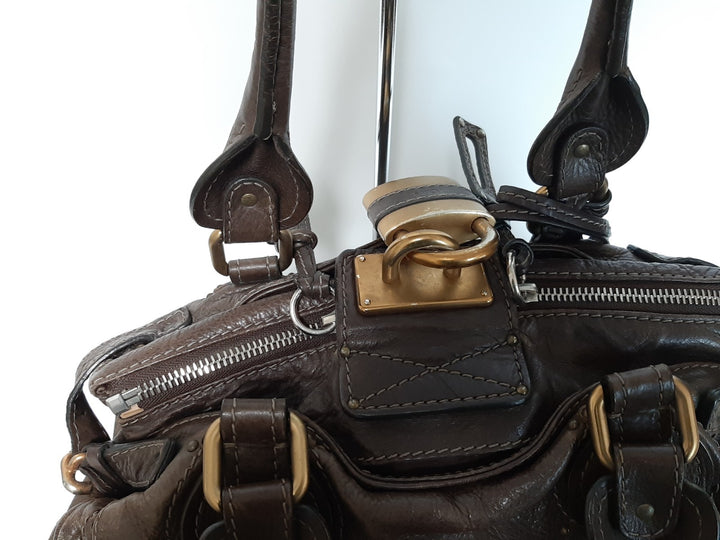 Chloe Paddington Dark Brown Glod Padlock Key Women's Hand Shoulder Bag7