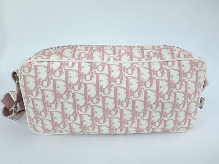 Christian Dior Trotter Canvas Shoulder Bag Pink Silver Shoulder Strap5