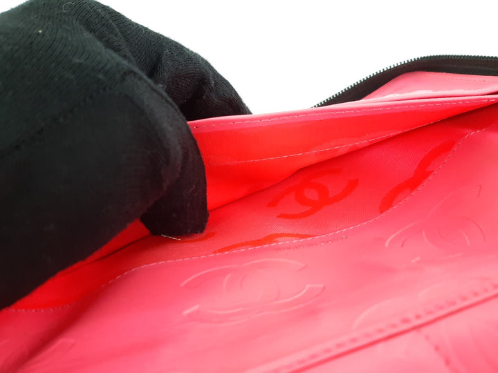 CHANEL Cambon Long Wallet Lambskin Black x Black Pink6