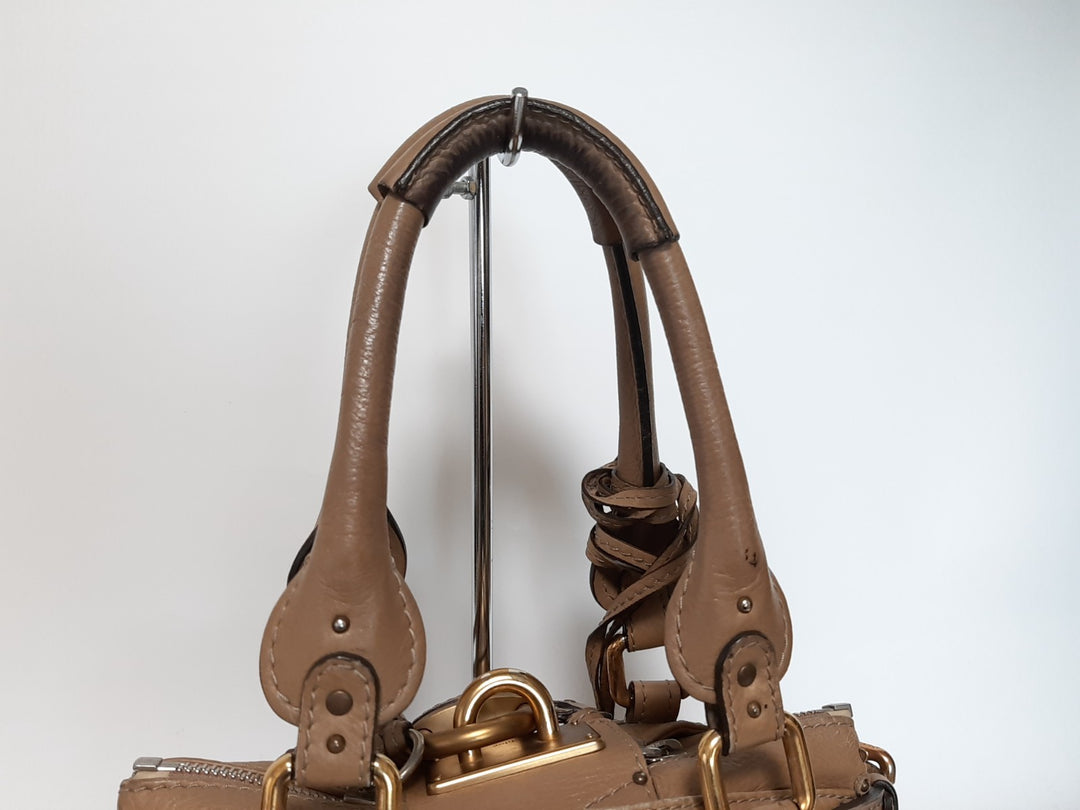 Chloe Mini Paddington Handbag Beige Light Brown Leather Gold Padlock Key7