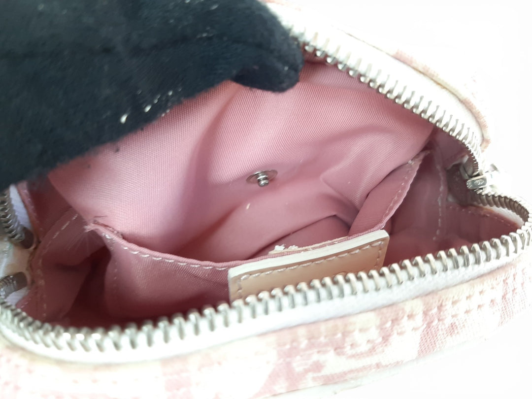 Christian Dior Trotter Canvas Shoulder Bag Pink Silver Shoulder Strap11