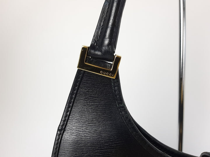 Gucci Jackie GG Leather Handbag One Shoulder Tote Bag Black Gold Hardware4