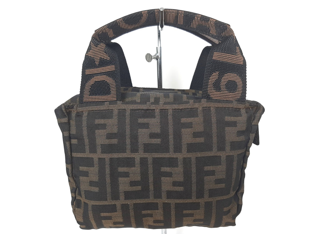 Fendi Zucca Mamma Baguette Brown Hand Bag Pouch Gold Hardware Canvas Leather1