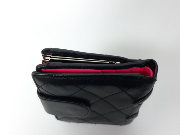 CHANEL Cambon Folding Lambskin Black x White Pink Silver Hardware4