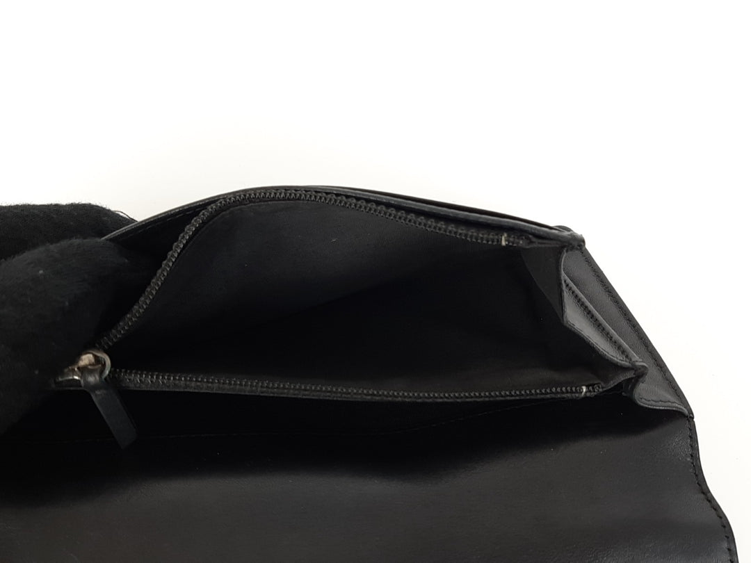 CHANEL CC Logo Black Leather Bifold Long Wallet Silver Hardware with Box5