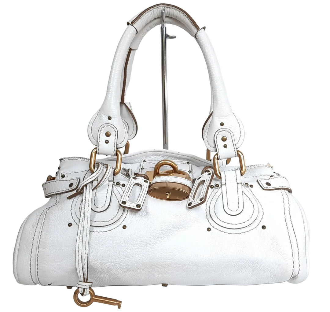 Chloe Paddington Dark White Glod Padlock Key Women's Hand Shoulder Bag0