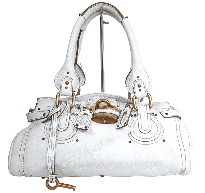 Chloe Paddington Dark White Glod Padlock Key Women's Hand Shoulder Bag0