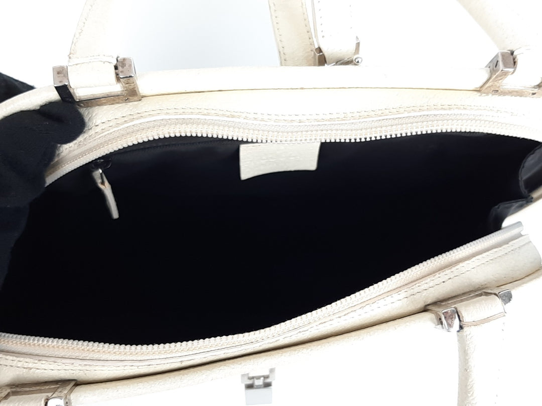 Gucci Jackie GG Canvas Handbag One Shoulder Tote Bag White Silver Hardware12