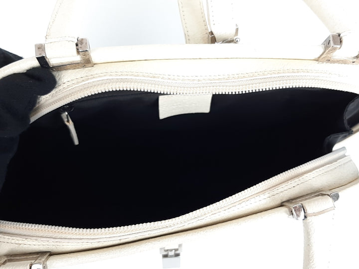 Gucci Jackie GG Canvas Handbag One Shoulder Tote Bag White Silver Hardware12