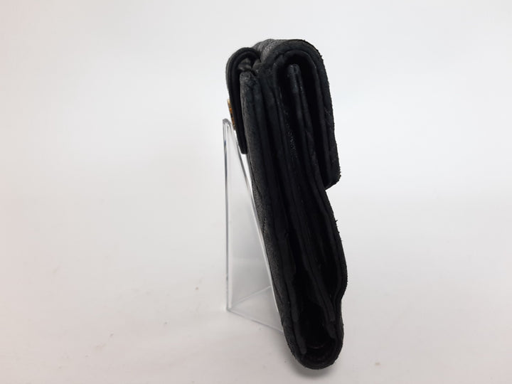 Chanel Quilted Leather Folding Wallet Black CC Logo Silver Guarantee Card4