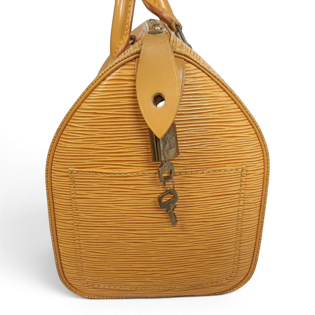 Louis Vuitton Handbag Speedy 25 Epi Leather M43019 Yellow Boston VI1914 Padlock3