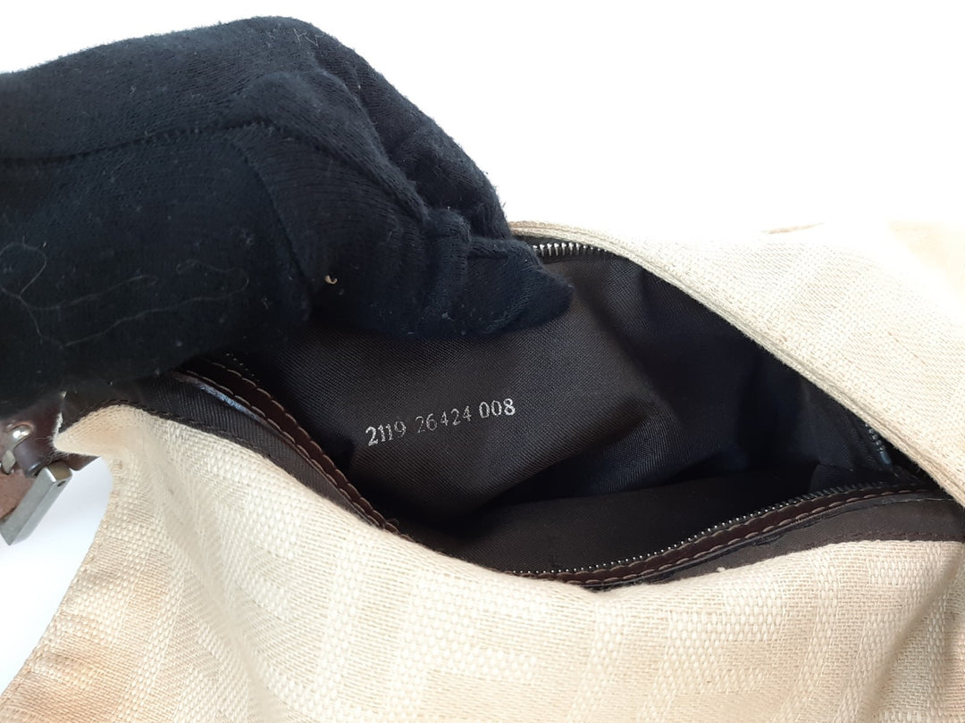 FENDI Zucca Mamma Baguette One Shoulder Hand Bag Black Canvas Leather5