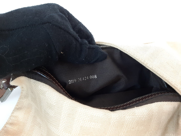 FENDI Zucca Mamma Baguette One Shoulder Hand Bag Black Canvas Leather5