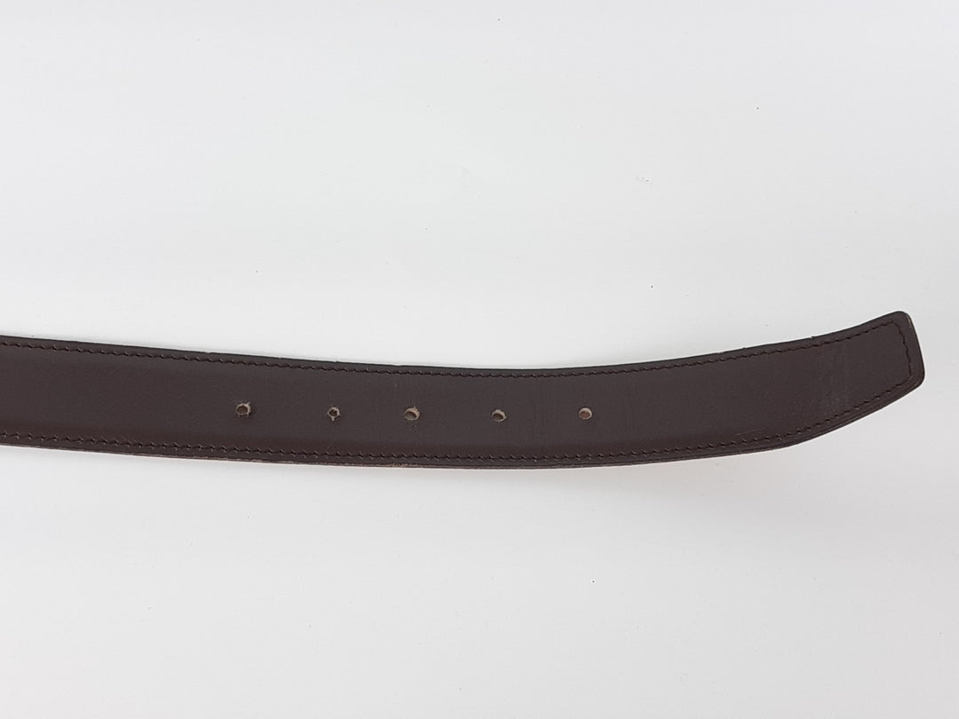 HERMES Constance H Buckle Belt Reversible Leather Camel Brown Gold Size 809