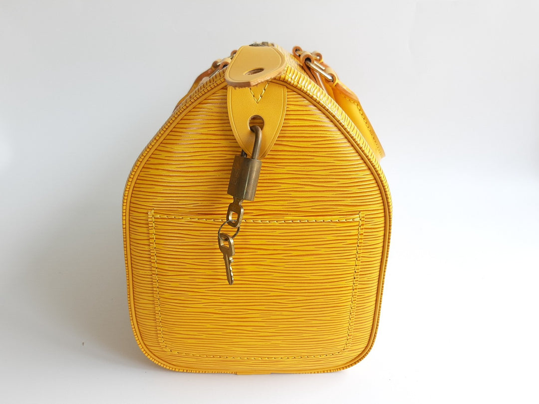 Louis Vuitton Handbag Speedy 25 Epi Leather M43019 Yellow Boston VI0955 Padlock3