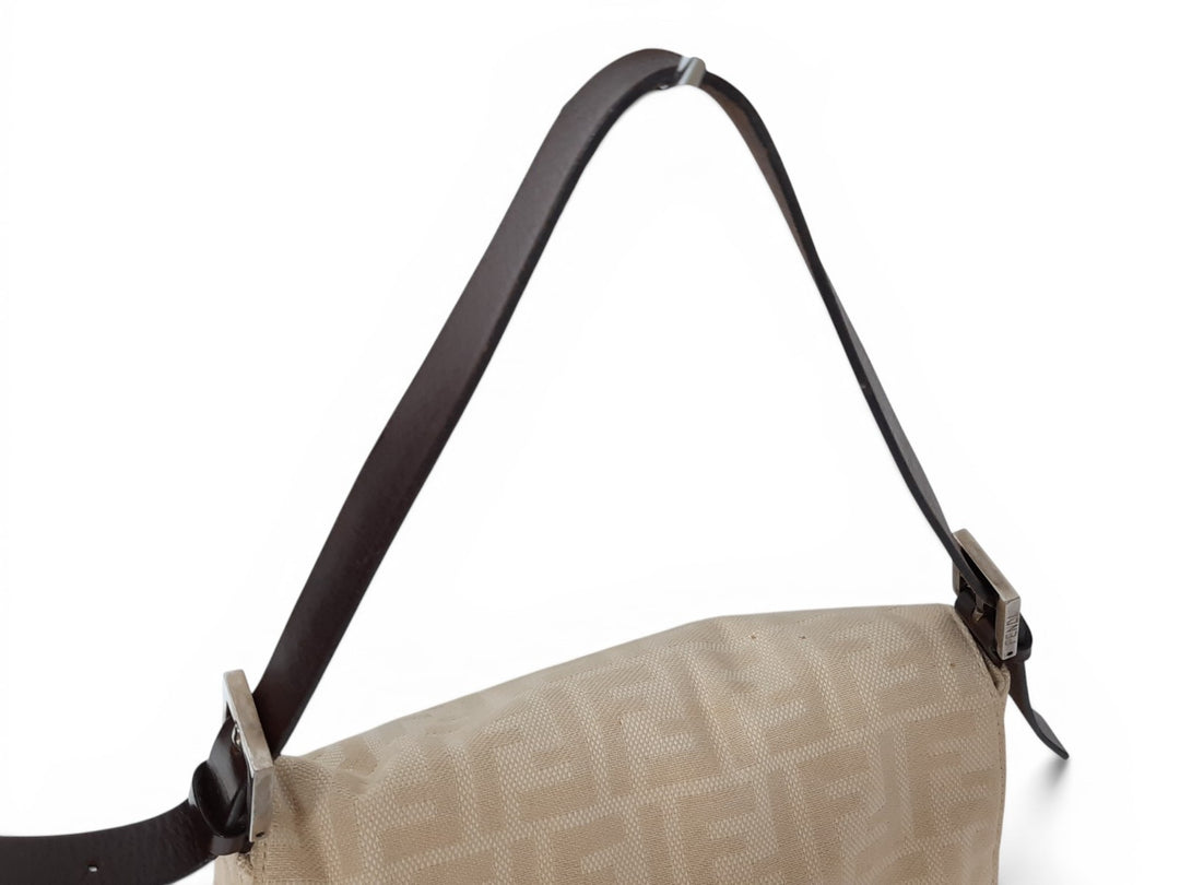 FENDI Zucca Mamma Baguette Shoulder Hand Bag Canvas Leather Beige8