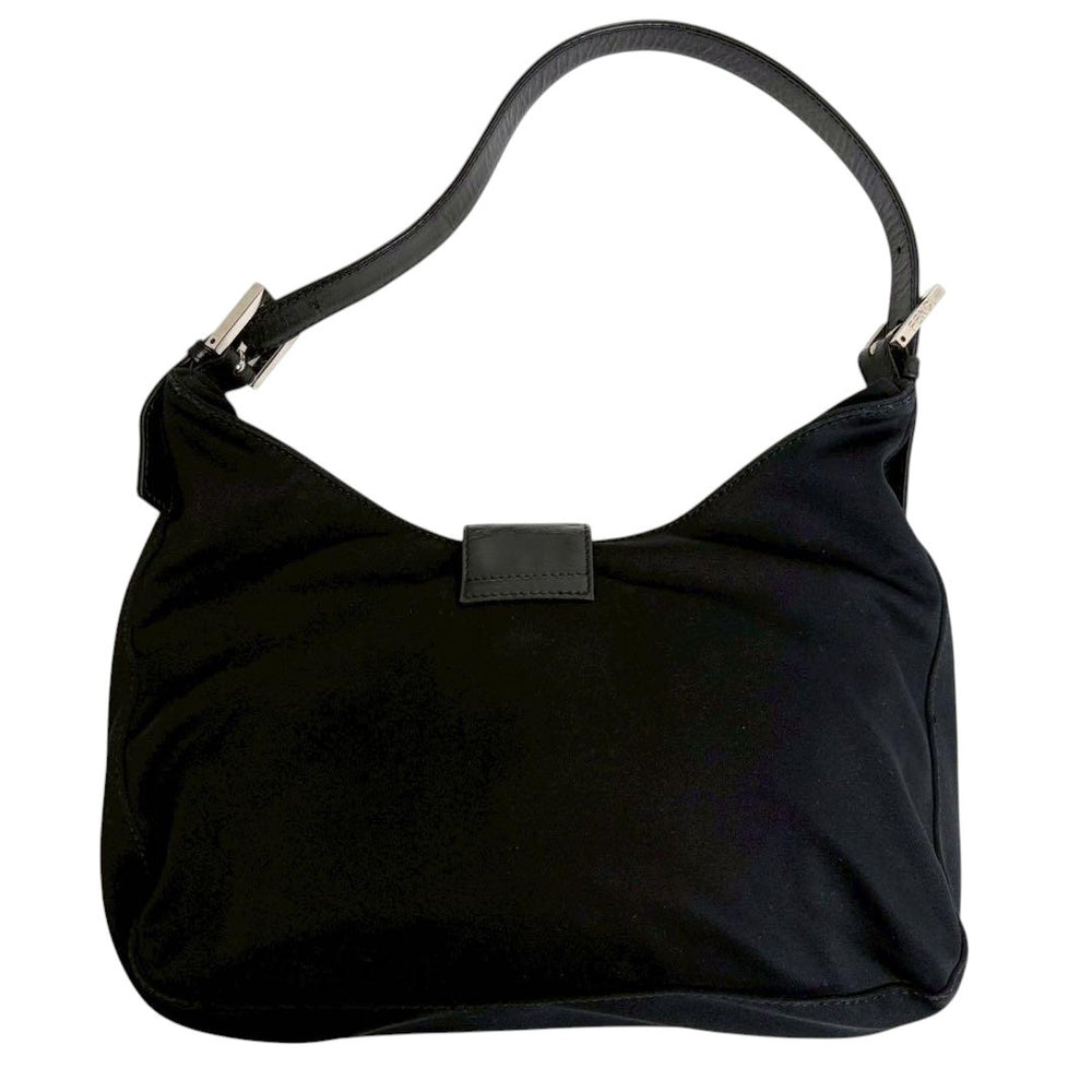 FENDI Zucca Mamma Baguette Shoulder Hand Bag Canvas Leather Black1