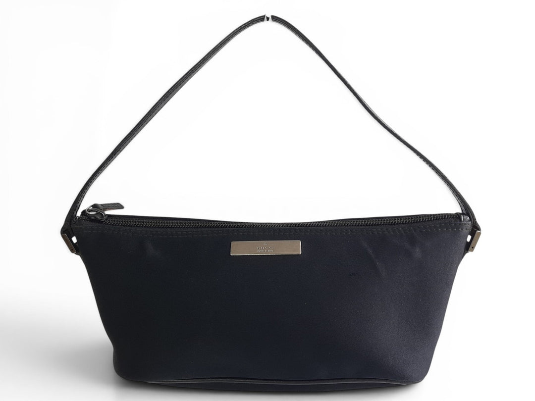 Gucci Bag Accessory Pouch Purse GG Canvas Black Silver Hardware0