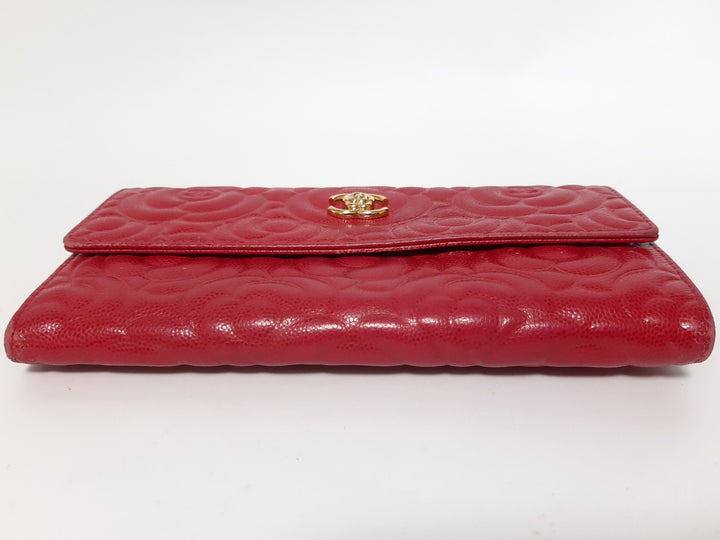 CHANEL Camellia Long Flap Wallet Pink Calfskin 2287666711