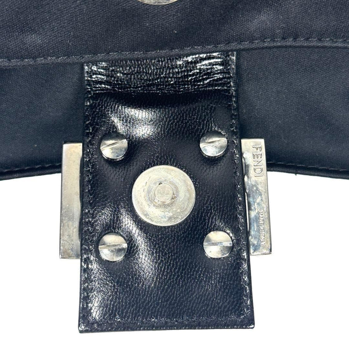 FENDI Zucca Mamma Baguette Shoulder Hand Bag Cotton Leather Black8