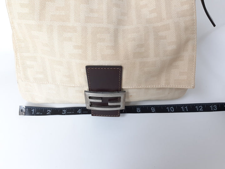 FENDI Zucca Mamma Baguette Shoulder Hand Bag Canvas Leather Beige16