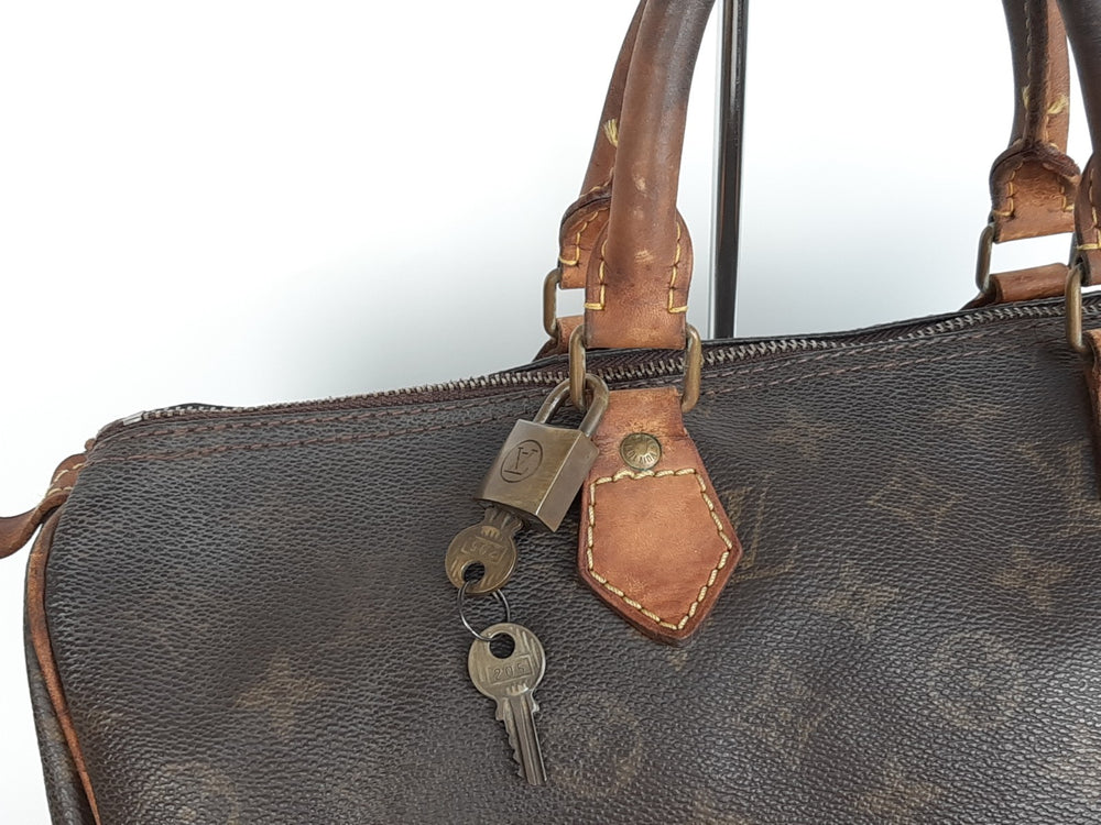 Louis Vuitton Speedy 35 Monogram Boston Hand Bag Purse SA821 Padlock Key1